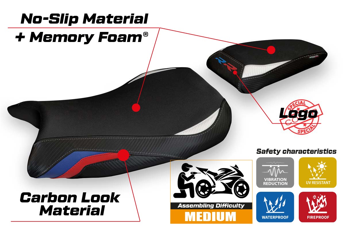 BMW S1000RR M Sport 2019-2025 Seat Cover Tappezzeria Italia TPZ Comfort in HP Black