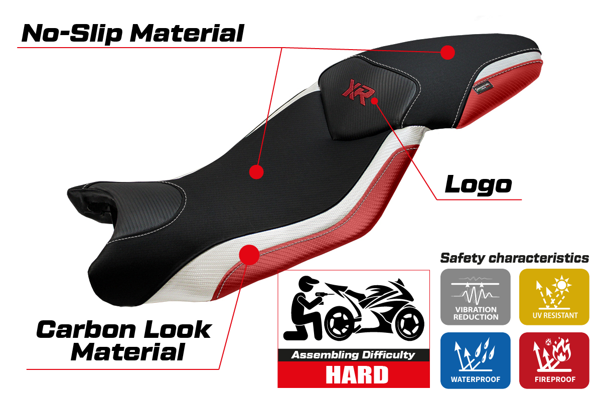 BMW S1000XR 2015-2019 Seat Cover Tappezzeria Italia TPZ in White, Red and Black