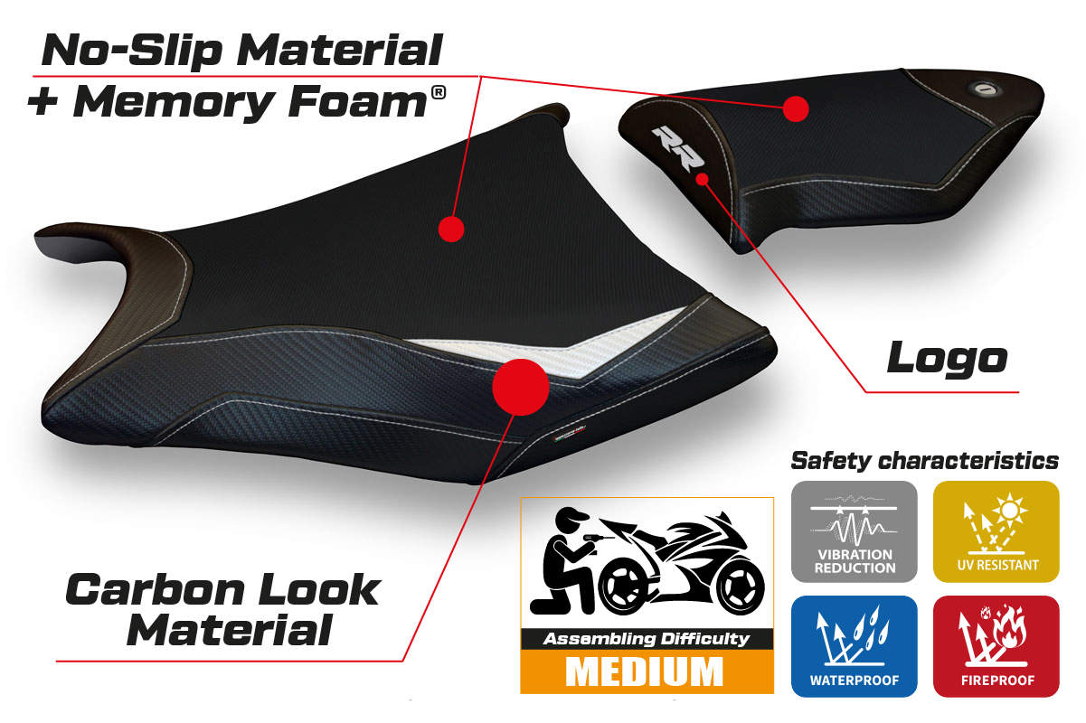 BMW S1000RR 2009-2011 Seat Cover Tappezzeria Italia TPZ Comfort in White and Black