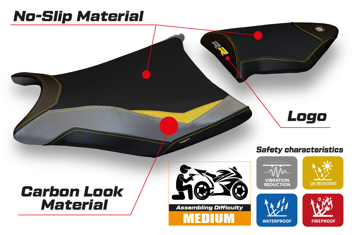 BMW S1000RR 2009-2011 Seat Cover Tappezzeria Italia TPZ Comfort in Yellow, Grey and Black