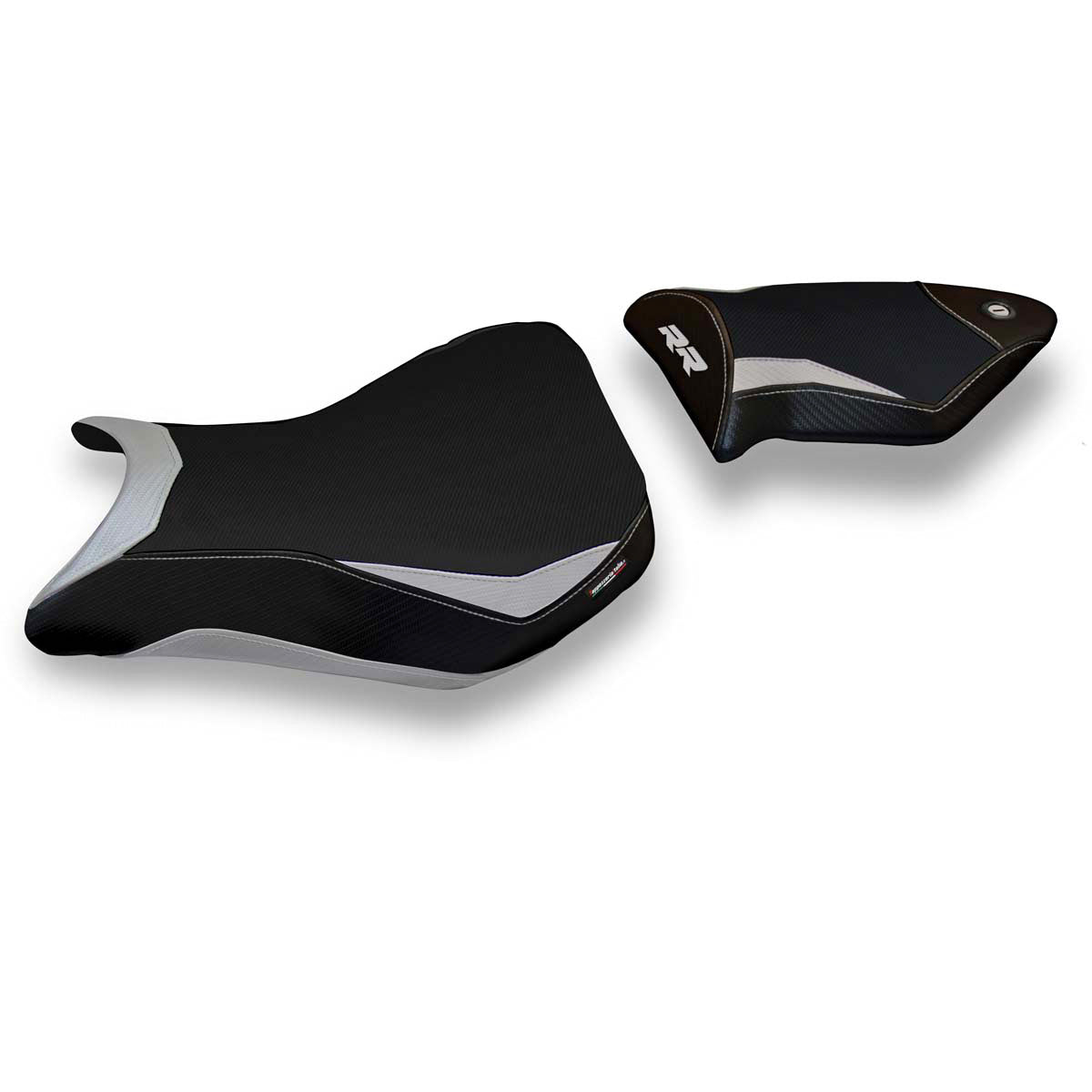 Funda de asiento BMW S1000RR 2012-2014 Tappezzeria Italia TPZ en plata y negro