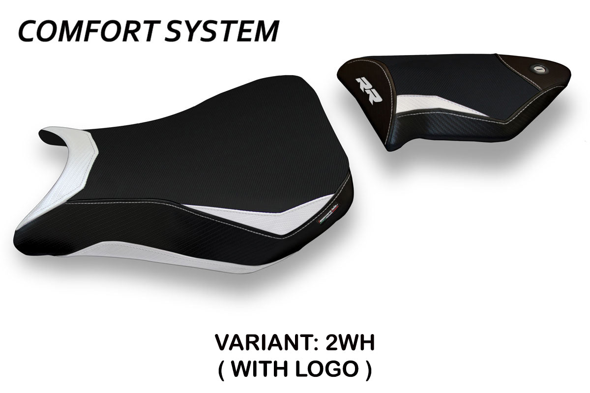 Funda de asiento BMW S1000RR 2012-2014 Tappezzeria Italia TPZ Comfort en blanco y negro