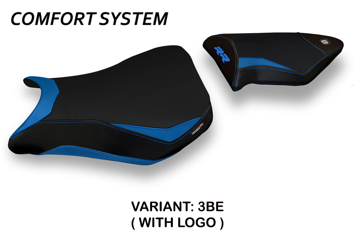 Funda de asiento BMW S1000RR 2012-2014 Tappezzeria Italia TPZ Comfort en azul y negro