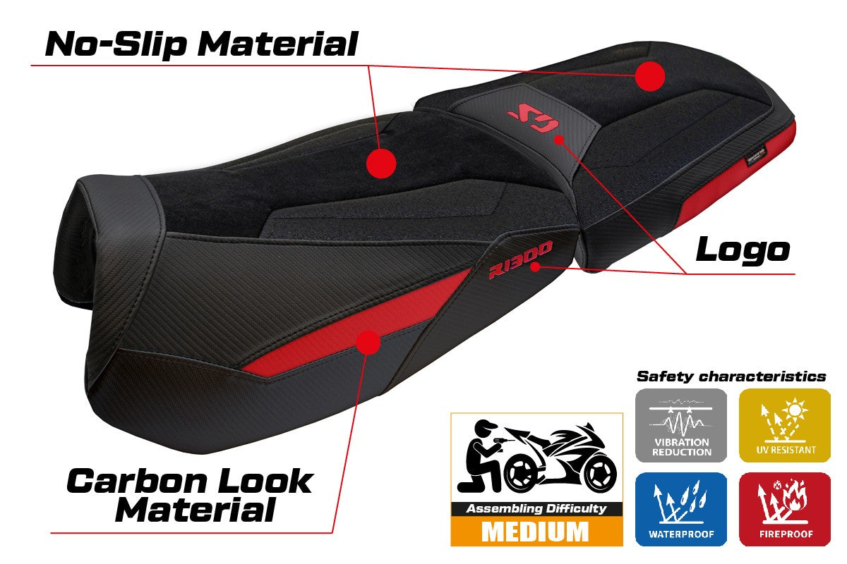 BMW R1300GS Adventure Trophy 2024-2026 Seat Cover Tappezzeria Italia TPZ Ultragrip Red
