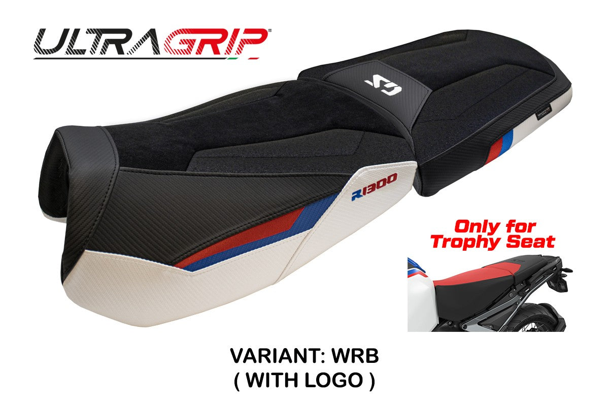 BMW R1300GS ADV Trophy 2024-2026 Seat Cover Tappezzeria Italia TPZ Ultragrip White Red Blue