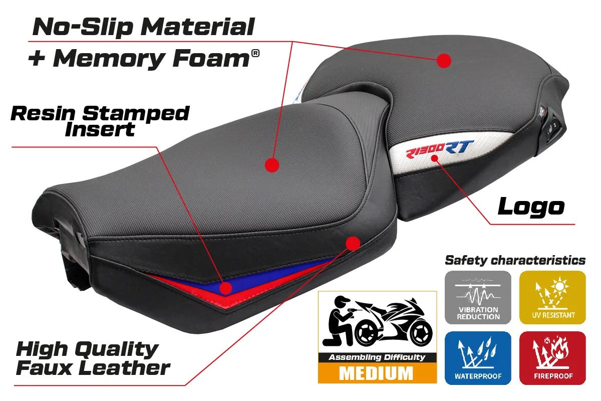 BMW R1300RT 2025-2026 Seat Cover TPZ Italia Comfort White Red Blue