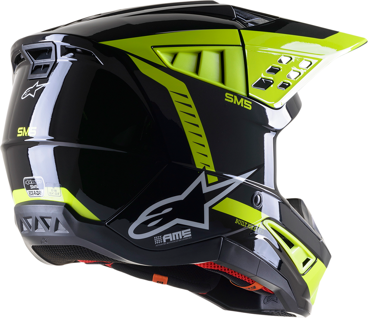 ALPINESTARS SM5 Motorcycle Helmet - Beam - Black/Gray/Yellow - Small 8303722-1151-SM