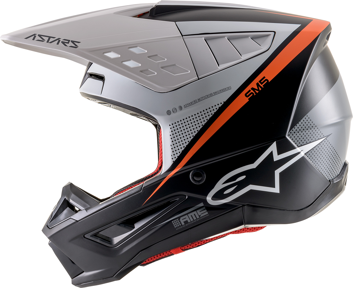Casco de motocicleta ALPINESTARS SM5 - Rayón - Negro/Blanco/Naranja - Mediano 8304121-1242-MD