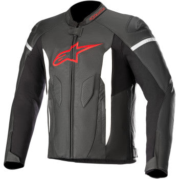 Chaqueta de cuero ALPINESTARS Faster Airflow - Negro/Rojo - Talla 42 EE. UU. / 52 UE 3103618-1303-52