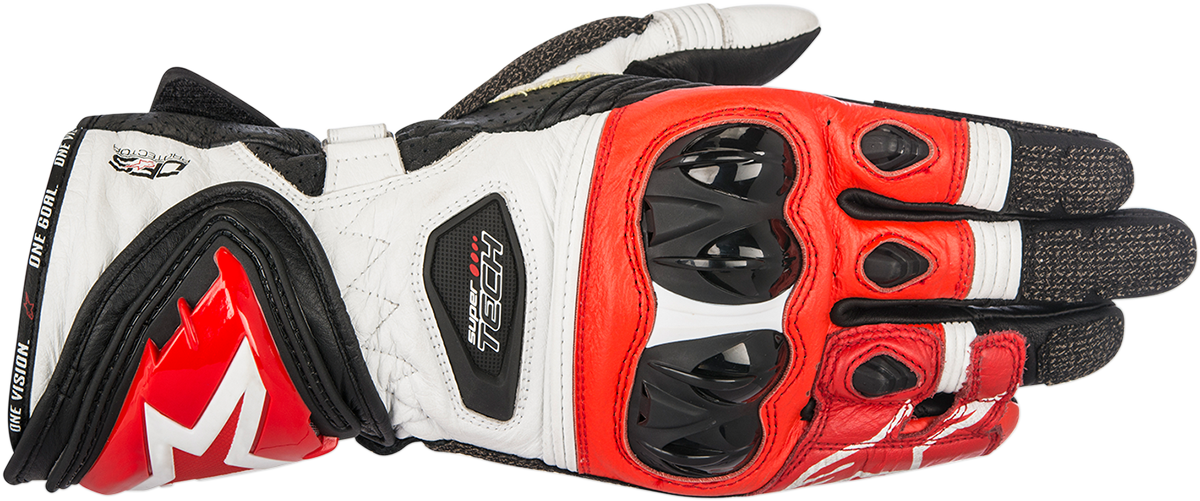 Guantes ALPINESTARS Supertech - Negro/Blanco/Rojo - Pequeños 3556017-123-S
