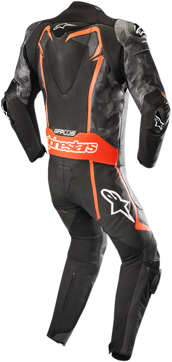 Mono de cuero ALPINESTARS GP Plus v2 Camo de una pieza - Negro/Carbón/Rojo Fluorescente - Talla 50 EE. UU. / 60 UE 3150718-994-60