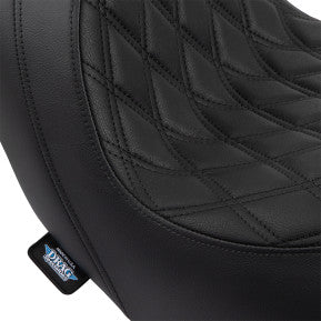 Asiento Predator de DRAG SPECIALTIES - Doble diamante con costuras negras - Vinilo - FLSB/FXLR '18-'23 0802-1517