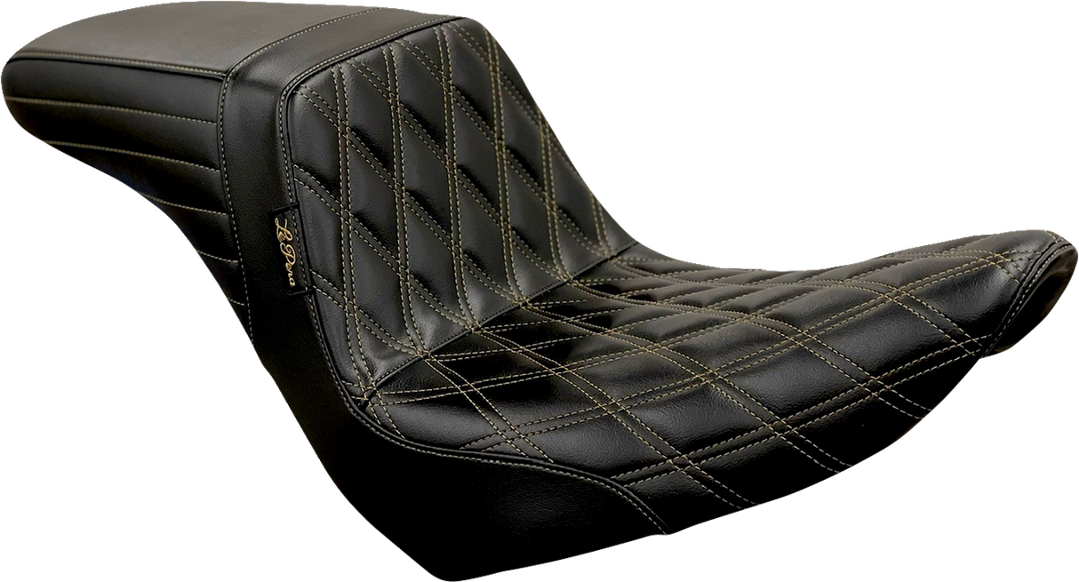 Asiento LE PERA Kickflip - Diamante con costuras en castaño - Negro - Softail '18-'22 LYR-590DD-CHET