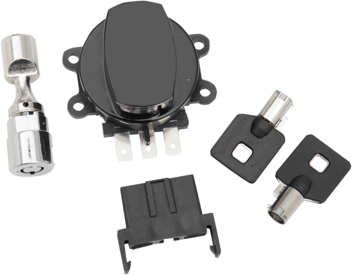 Interruptor de encendido con bisagra lateral y bloqueo de horquilla DRAG SPECIALTIES - Negro brillante 21-0209GBK
