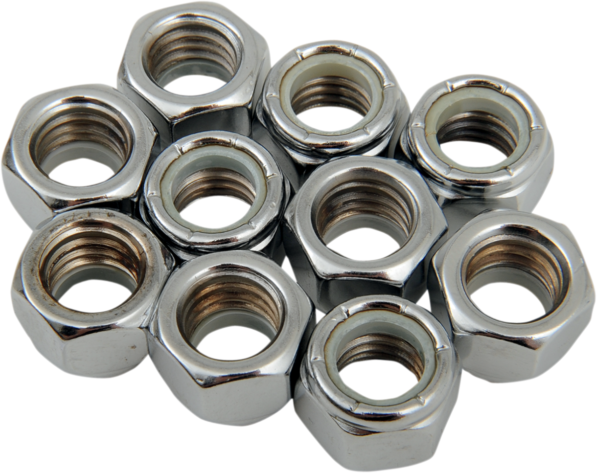 Tuercas DRAG SPECIALTIES - Nailon - Cromadas - 7/16"-14 MPB279