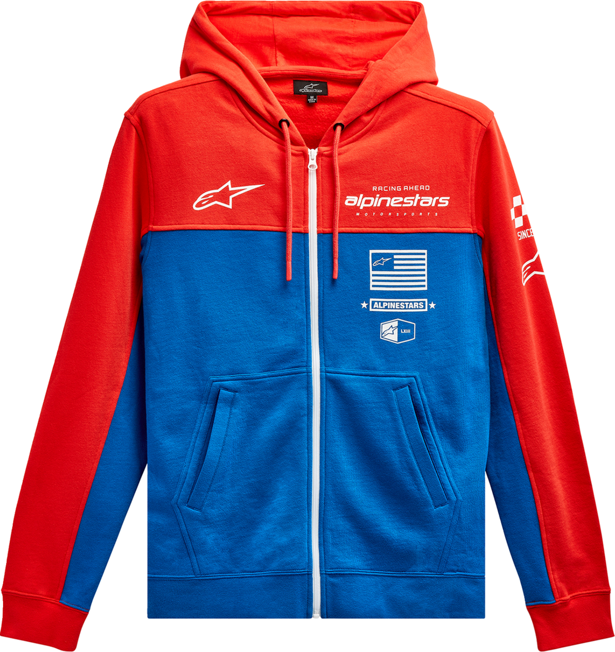 Sudadera con capucha ALPINESTARS H Block - Rojo cálido/Azul brillante - Talla mediana 1213510703171M
