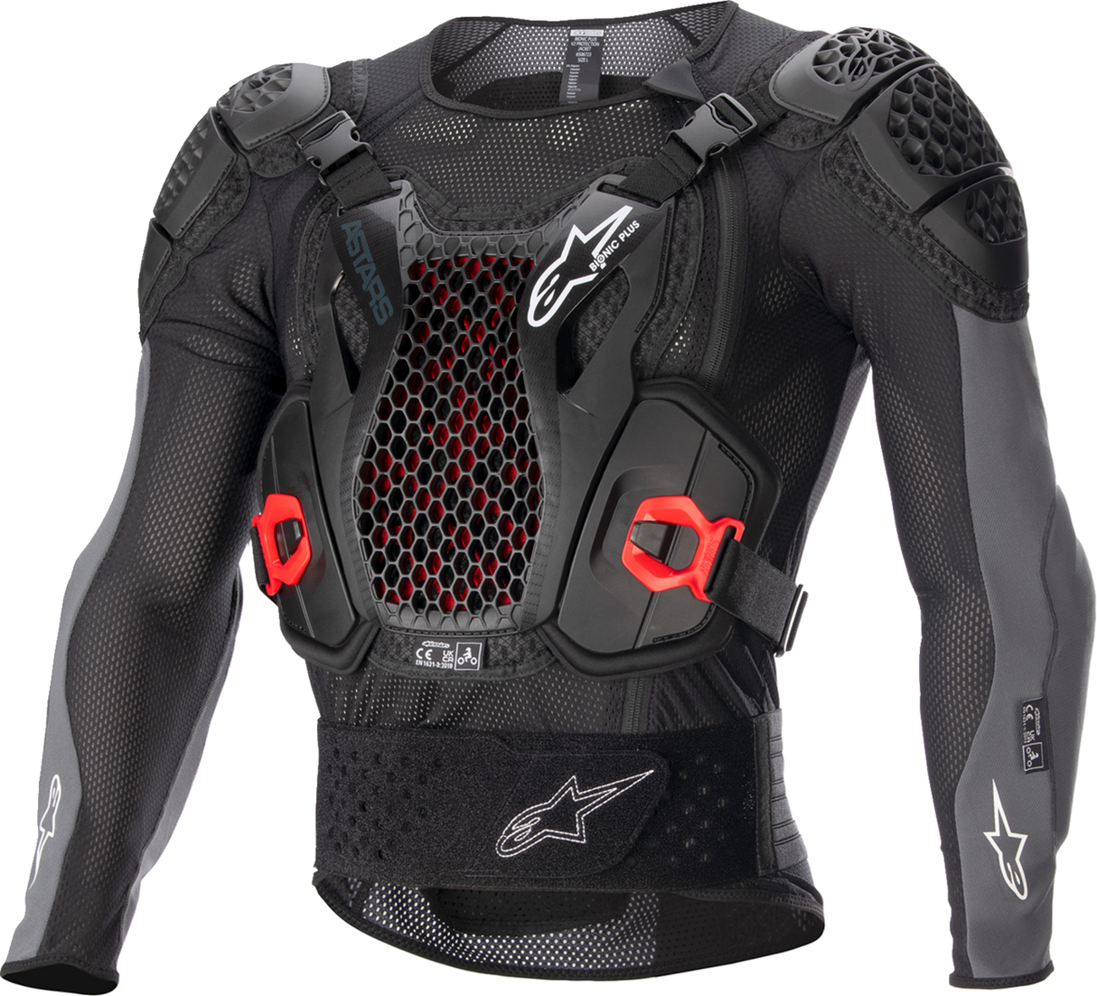 Chaqueta de protección ALPINESTARS Bionic Plus v2 - Negro/Antracita/Rojo - Talla pequeña 6506723-1036-S