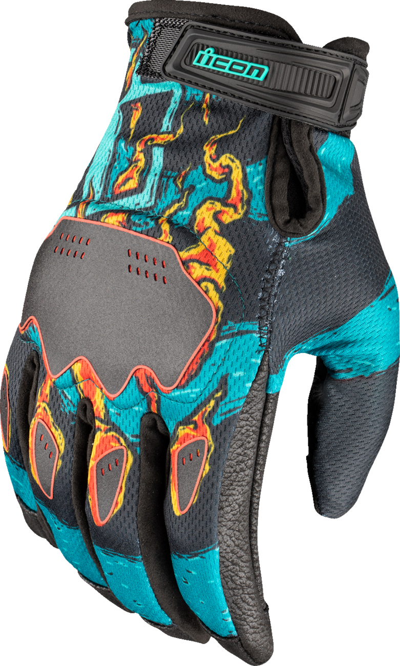 Guantes ICON Hooligan™ Munchies - Verde azulado - Pequeños 3301-4796