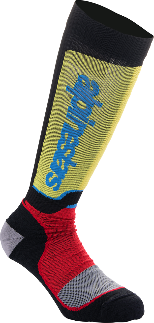 Calcetines ALPINESTARS MX Plus para jóvenes - Negro/Blanco/Amarillo/Azul - Talla M/G 4742324-1212-ML