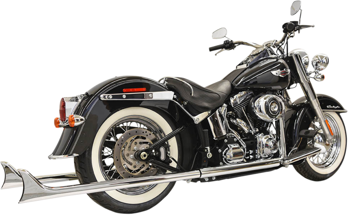 BASSANI XHAUST Fishtail Exhaust - 39" True Dual Exhaust System — without Baffles Softail 2007-2012 1S26E-39