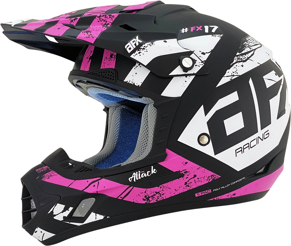 Casco de motocicleta AFX FX-17 - Attack - Negro mate/Fucsia - Talla grande 0110-7169