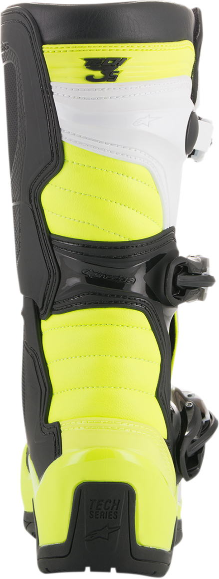 Botas ALPINESTARS Tech 3S - Negro/Blanco/Amarillo Fluorescente - Talla 5 de EE. UU. 2014018-125-5