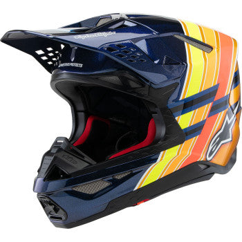 Casco de motocicleta ALPINESTARS Supertech M10 - Edición TLD 25 - MIPS® - Azul oscuro brillante/Naranja/Amarillo/Rojo fluorescente - Mediano 8300225-7156-M