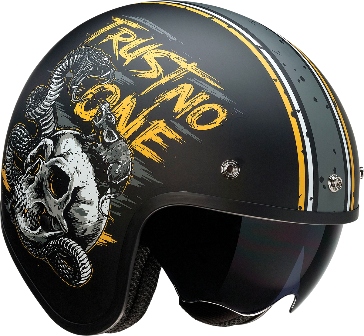 Casco de motocicleta Saturn Z1R - Trust No One - Negro/Amarillo - Talla M 0104-2854