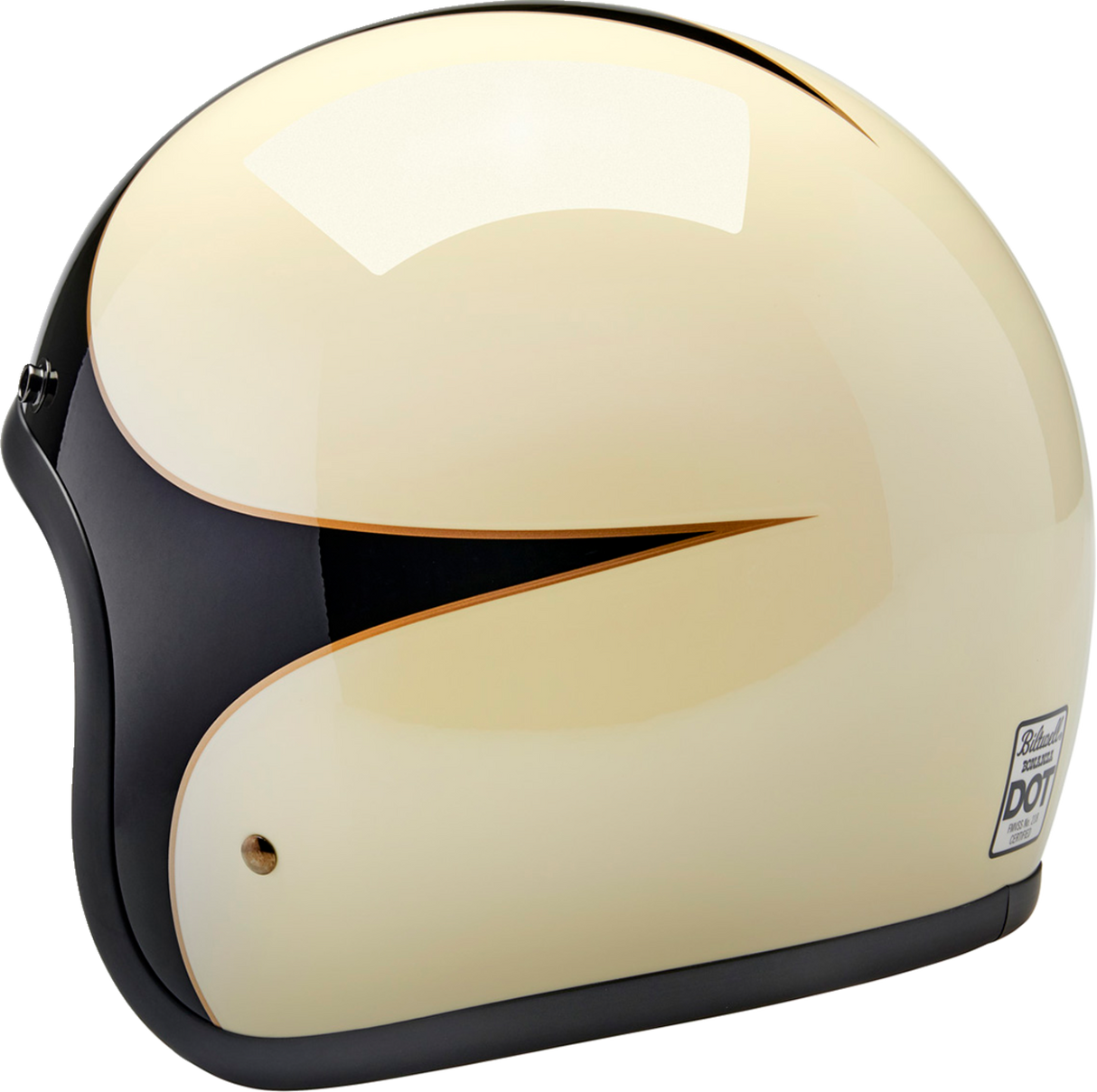 Casco BILTWELL Bonanza - Blanco vintage brillante/Negro festoneado - Mediano 1001-559-203