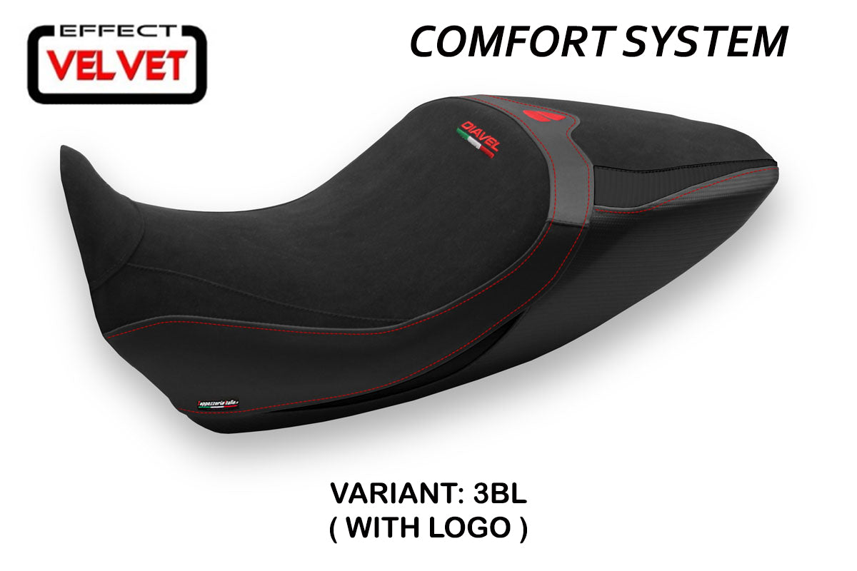 Funda de asiento Tappezzeria Italia TPZ Comfort para Ducati Diavel 1260 2019-2023 en negro