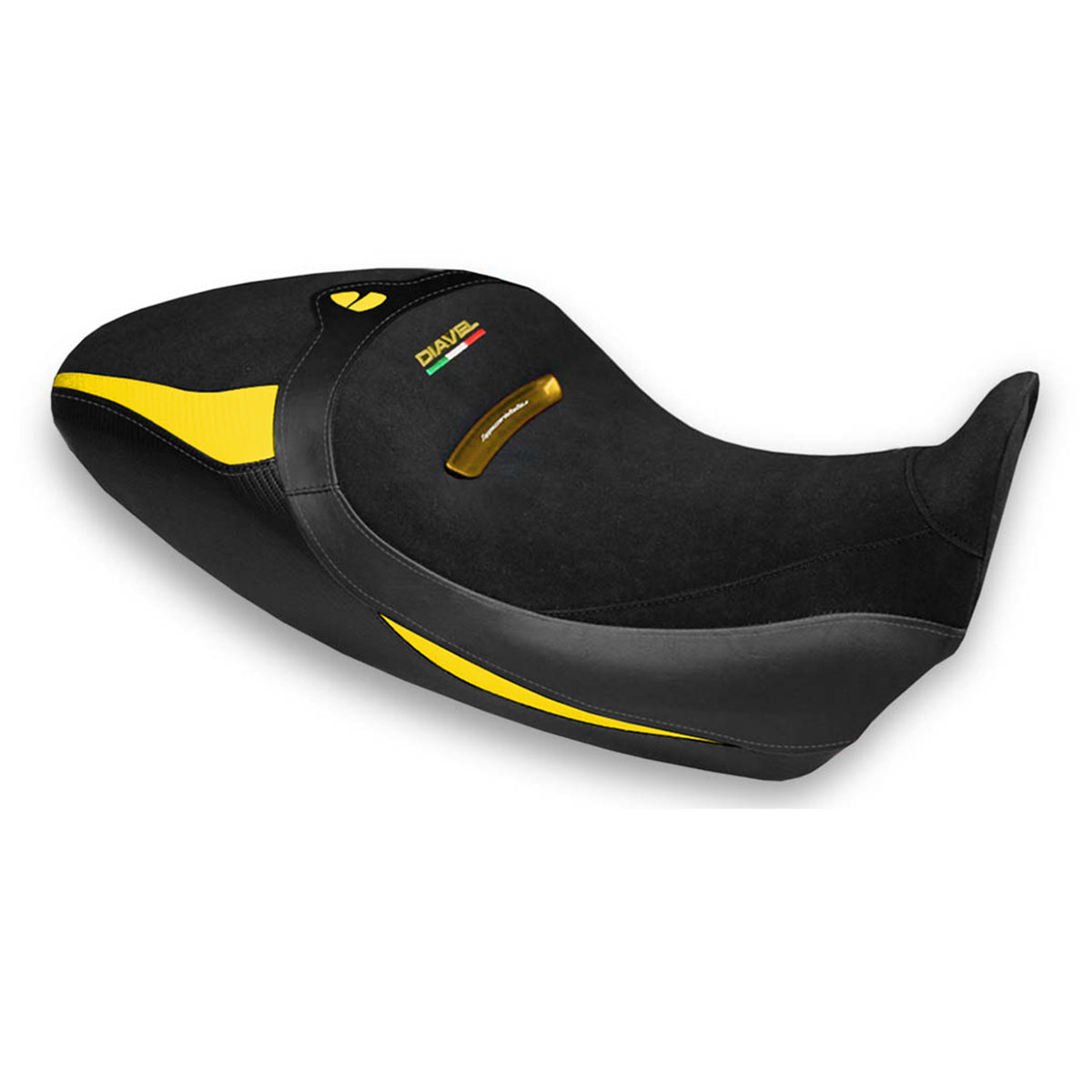 Funda de asiento Tappezzeria Italia TPZ Comfort para Ducati Diavel 1260 1260S 2019-2023 en amarillo y negro