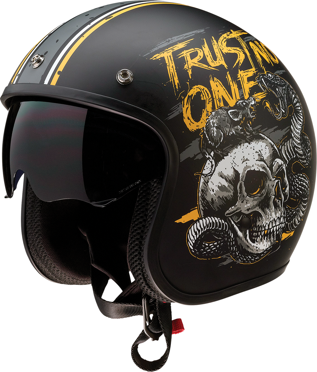 Casco de motocicleta Saturn Z1R - Trust No One - Negro/Amarillo - Talla M 0104-2854