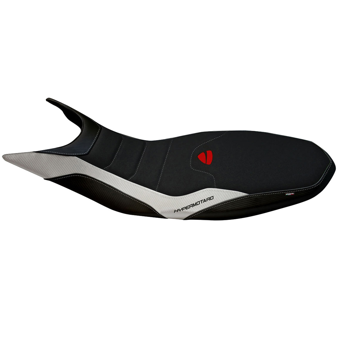 Funda de asiento Tappezzeria Italia TPZ Ultragrip para Ducati Hypermotard 821 939 2013-2018 en blanco