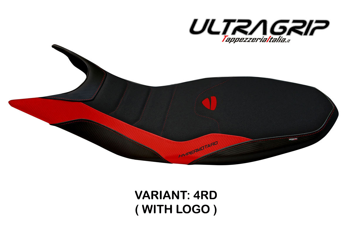 Ducati Hypermotard 821 939 2013-2018 Seat Cover Tappezzeria Italia TPZ Ultragrip in Red and Black
