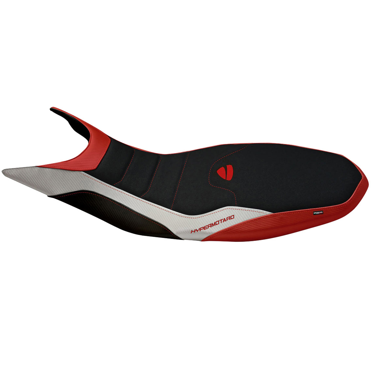 Funda de asiento Tappezzeria Italia TPZ Ultragrip para Ducati Hypermotard 821 939 2013-2018 en rojo y blanco