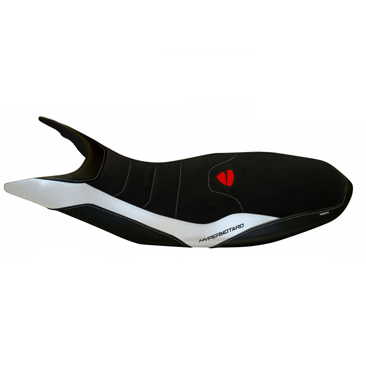 Funda de asiento Tappezzeria Italia TPZ Comfort para Ducati Hypermotard 821 939 2013-2018 en blanco y negro