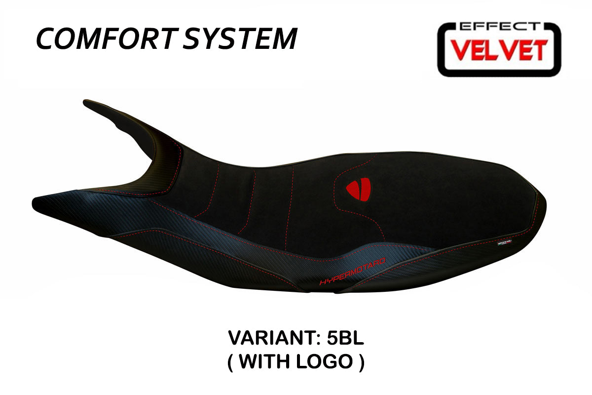 Funda de asiento Tappezzeria Italia TPZ Comfort para Ducati Hypermotard 821 939 2013-2018 en negro