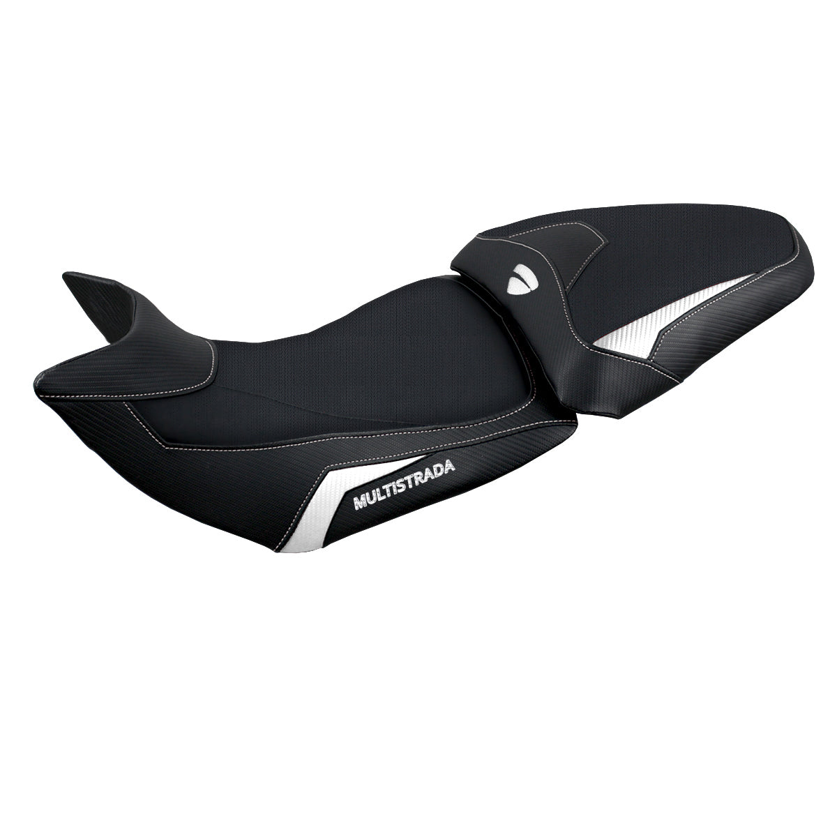 Funda de asiento Tappezzeria Italia TPZ para Ducati Multistrada 1200 1260 2015-2020 en blanco y negro