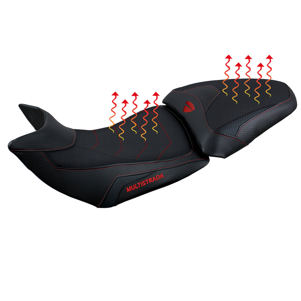 Funda de asiento calefactable Tappezzeria Italia TPZ Comfort para Ducati Multistrada 1200 1260 2015-2020 en negro