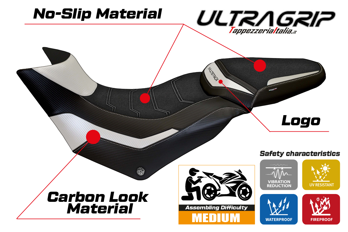 Funda Asiento Ducati Multistrada 950 2017-2021 Tappezzeria Italia TPZ Ultragrip en Blanco