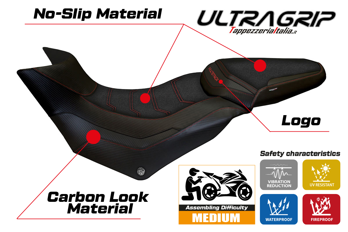 Funda Asiento Ducati Multistrada 950 2017-2021 Tappezzeria Italia TPZ Ultragrip en Negro