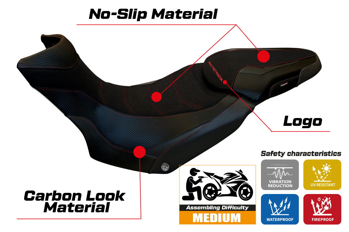 Ducati Multistrada 1200 1260 Enduro 2016-2021 Seat Cover Tappezzeria Italia TPZ in Grip Black