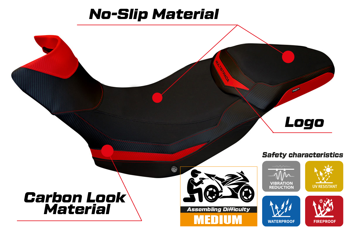 Ducati Multistrada 1200 1260 Enduro 2016-2021 Funda Asiento Tappezzeria Italia TPZ en Rojo