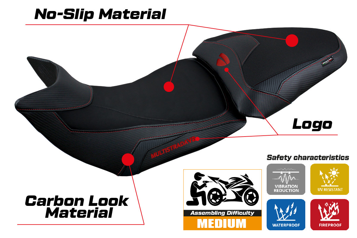 Funda Asiento Ducati Multistrada V2 2021-2024 Tappezzeria Italia TPZ en Negro