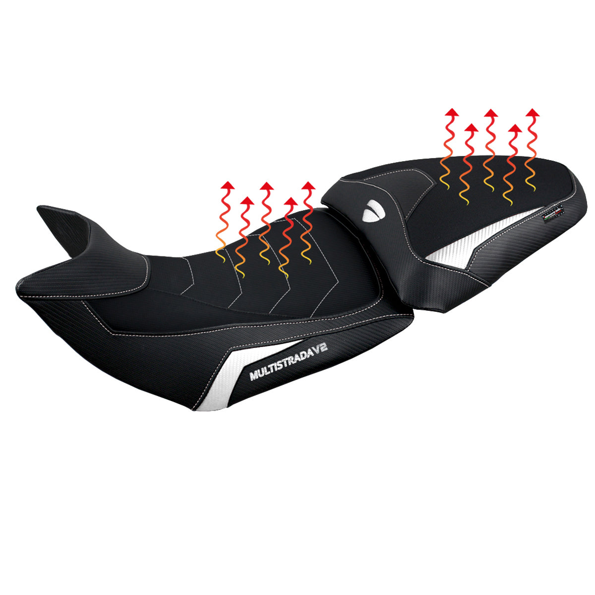 Funda de asiento calefactable Comfort Tappezzeria Italia TPZ para Ducati Multistrada V2 2021-2024 en blanco