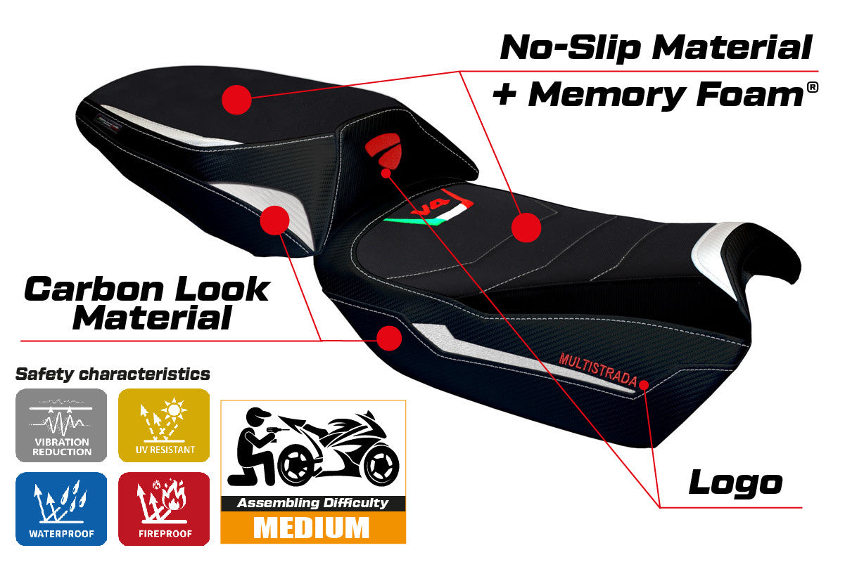 Ducati Multistrada V4 2021-2026 Seat Cover TPZ Italia Comfort White