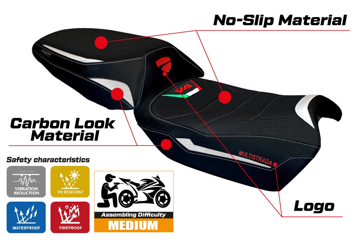 Ducati Multistrada V4 2021-2026 Seat Cover TPZ Italia Grip White