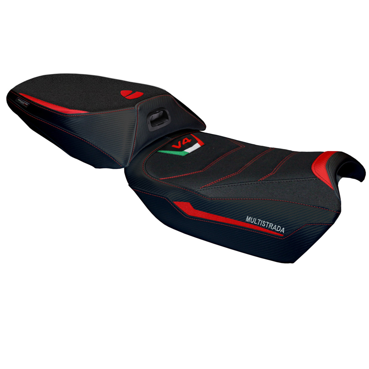 Ducati Multistrada V4 Rally 2023-2025 Seat Cover Tappezzeria Italia TPZ Ultragrip in Red and Black