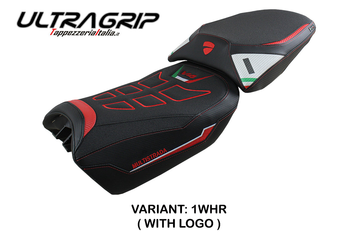 Funda de asiento para Ducati Multistrada V4 Pikes Peak 2022-2025 Tappezzeria Italia TPZ Comfort en blanco