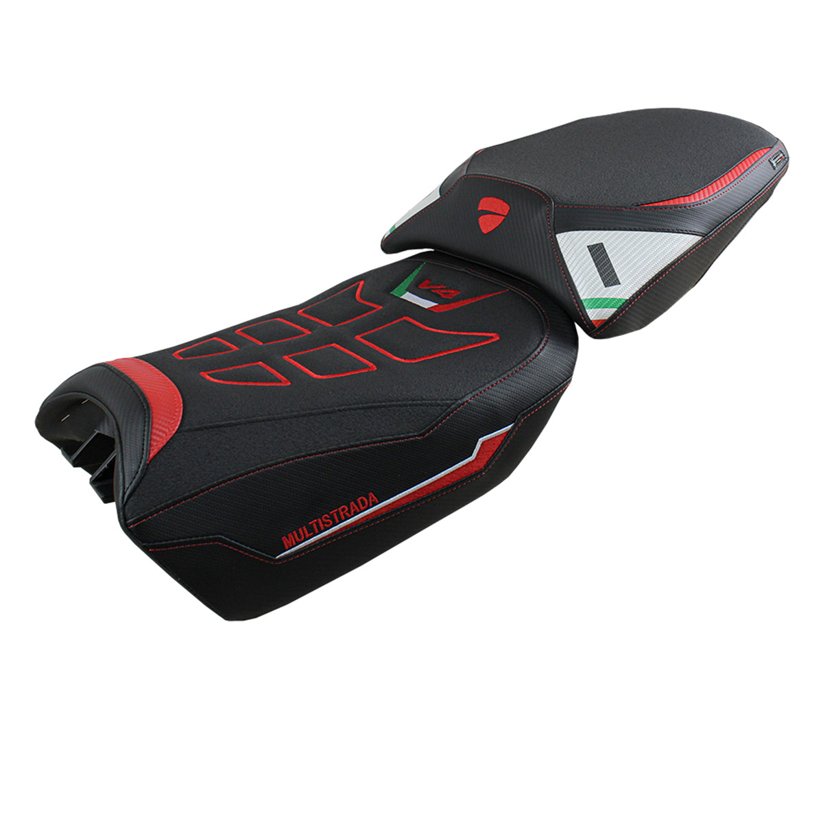 Funda de asiento para Ducati Multistrada V4 Pikes Peak 2022-2025 Tappezzeria Italia TPZ Ultragrip en blanco